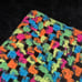 Handmade Lap Afghan Blanket Throw Crochet 40”x 40 Granny Square Neon Fiesta