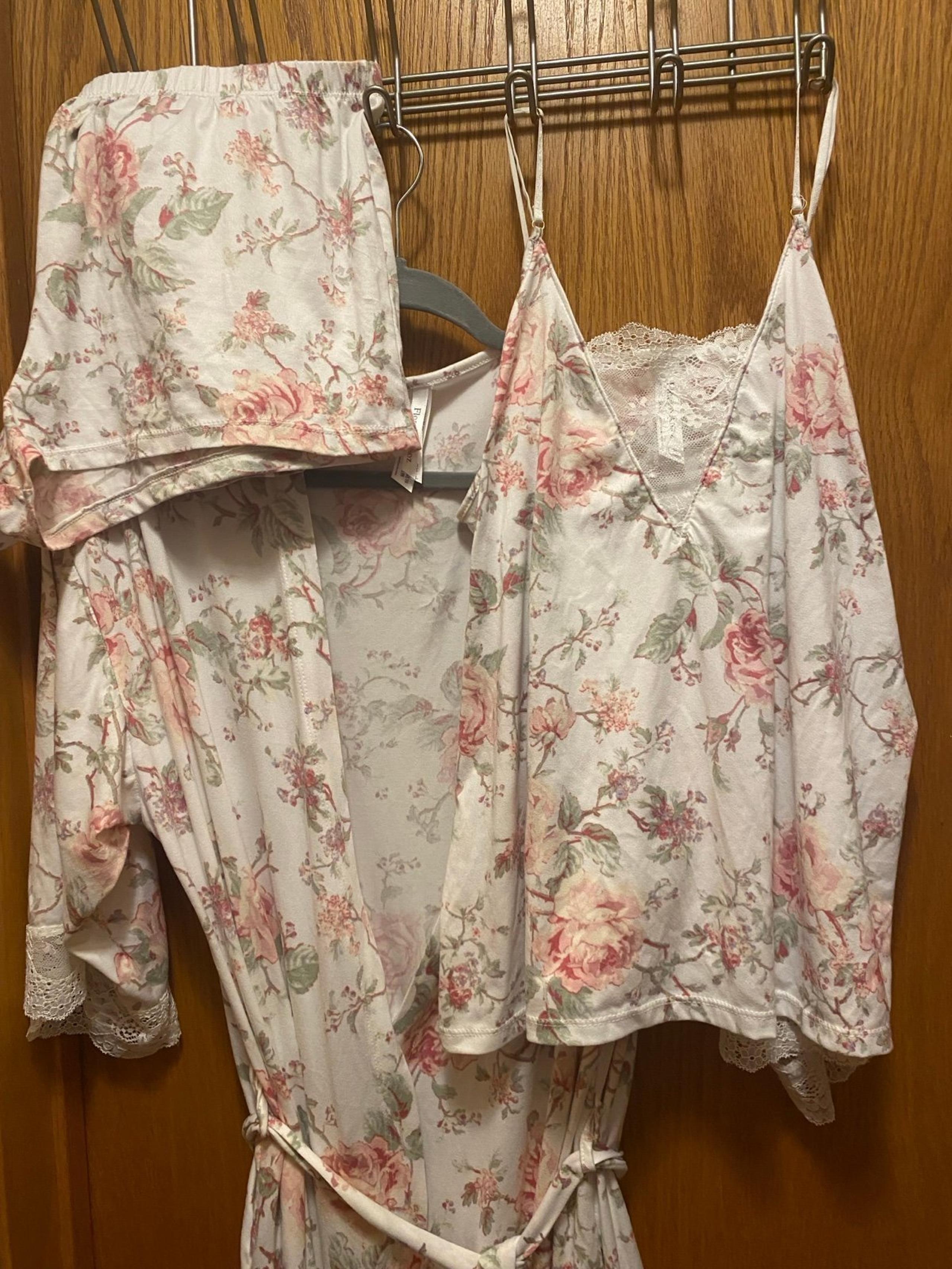 Women’s floral pajama set with matching robe