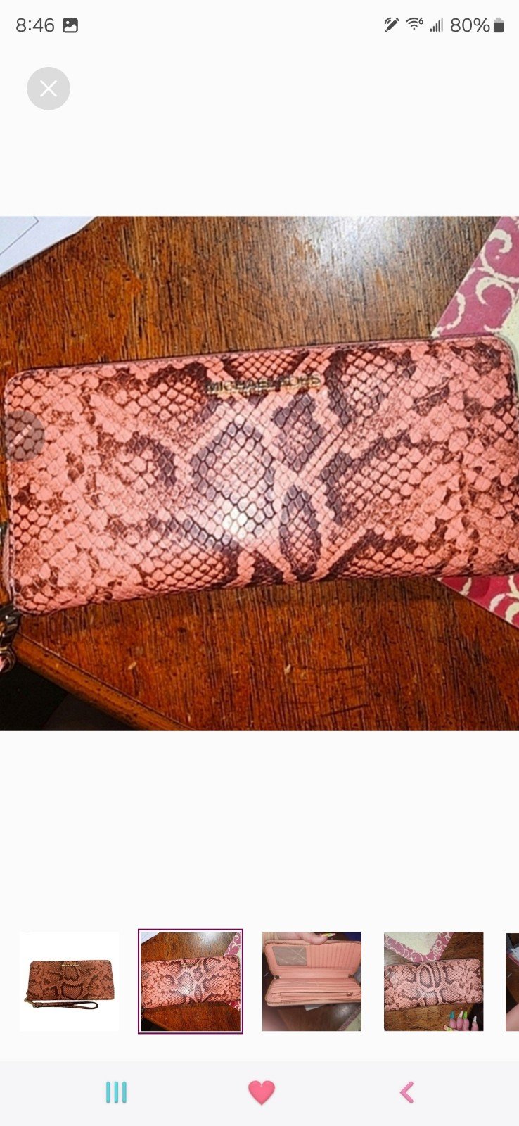 RARE Gorgeous Michael kors pink embossed python leather wallet
