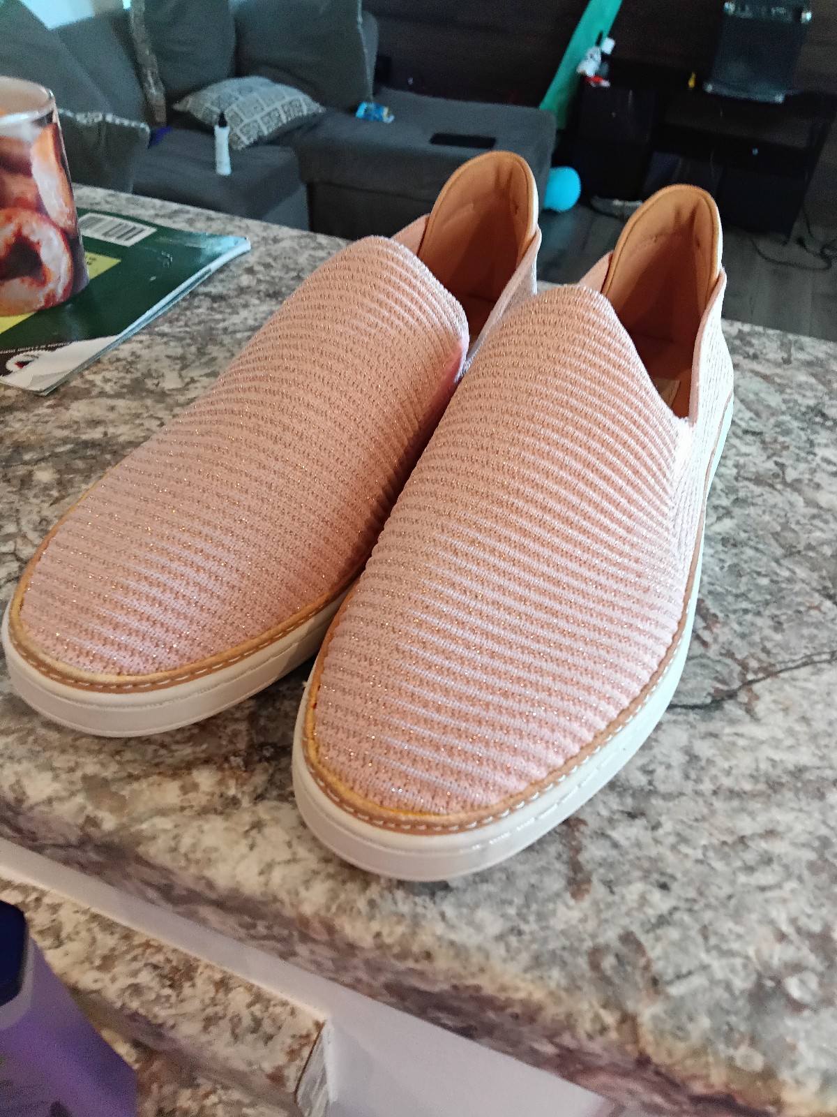 Uggs pink and tan slip on sz 10