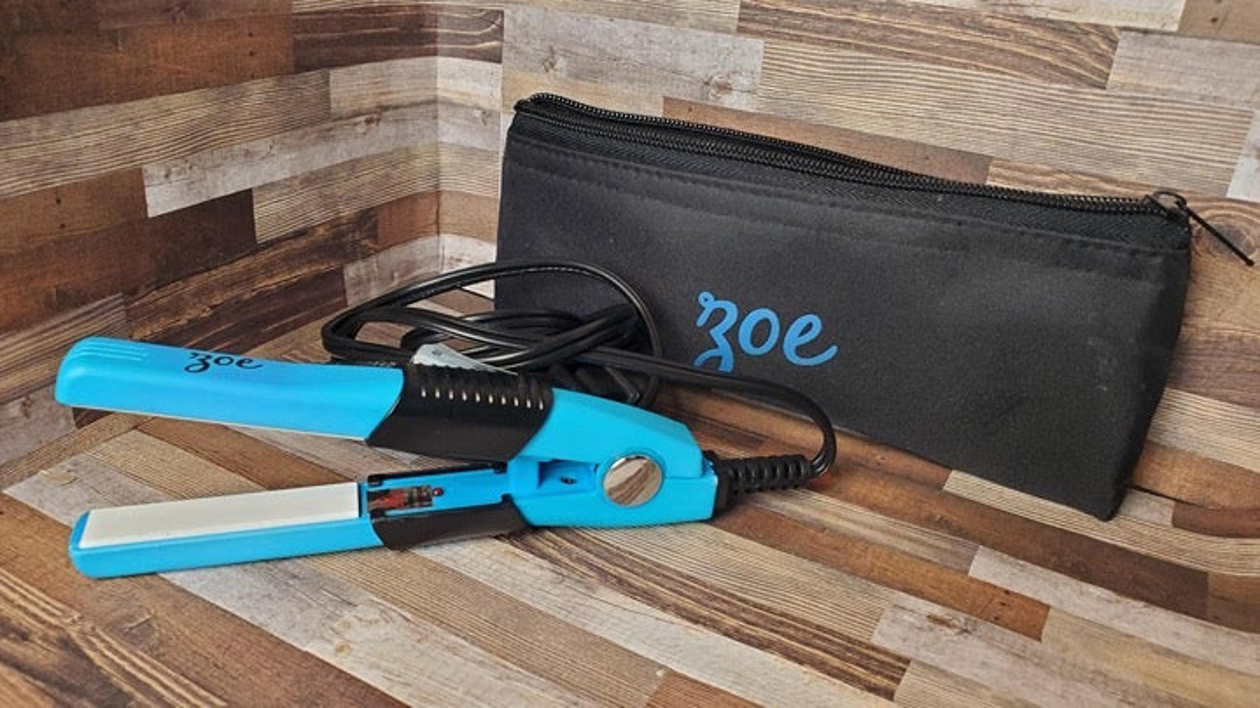 ZOE flat iron straightener blue color with cover case - portable