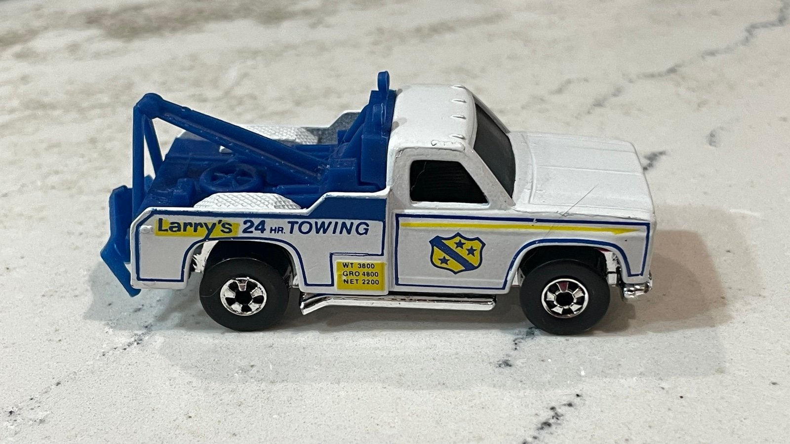 Vintage 1974 Hot Wheels White Larry's 24 HR. Towing Truck