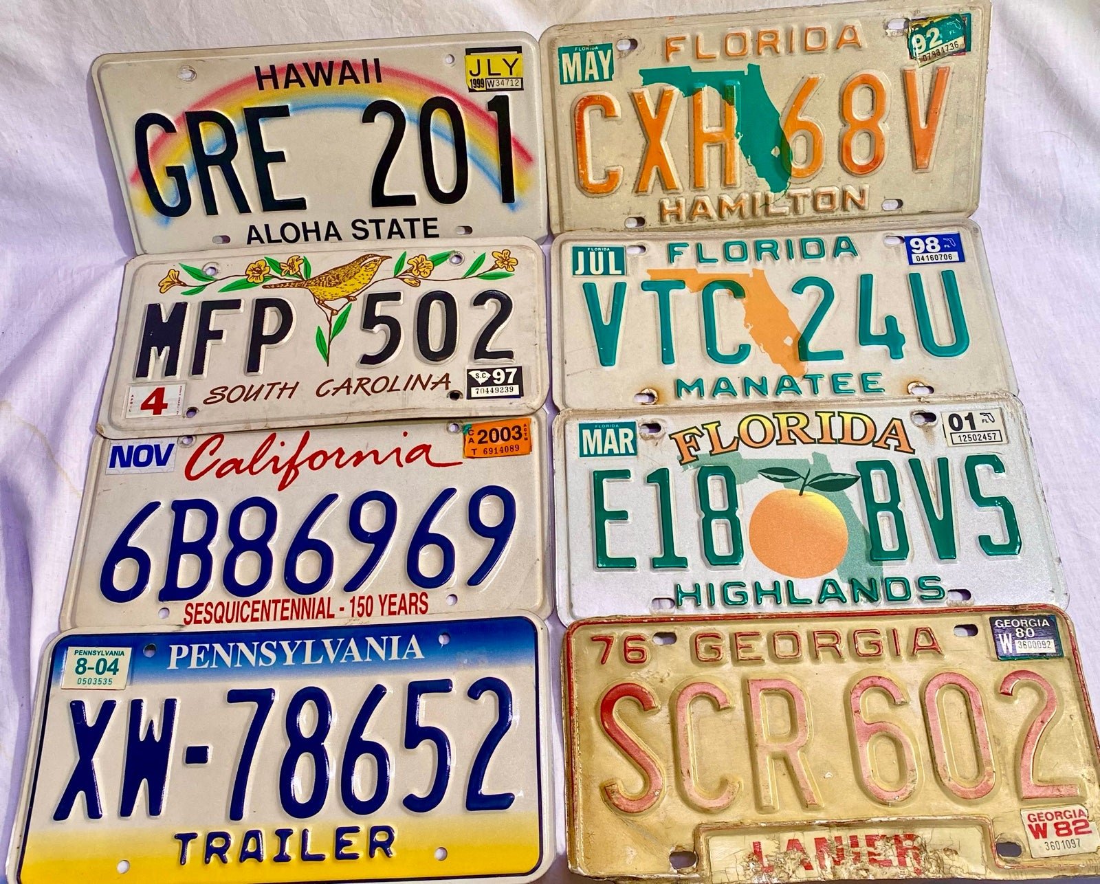 Set of 8 Vintage License Plates