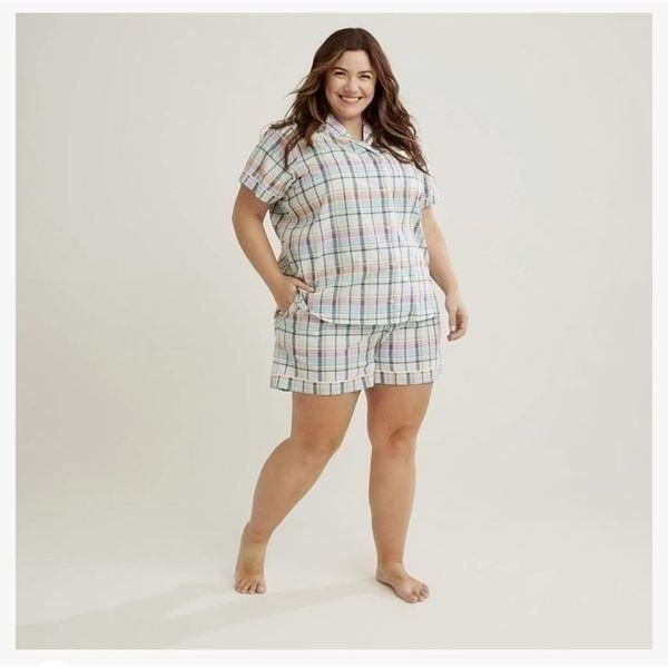 Vera Bradley Women's Cotton Pajama Set Sleeve Button-up Shirt and Shorts 2XL new