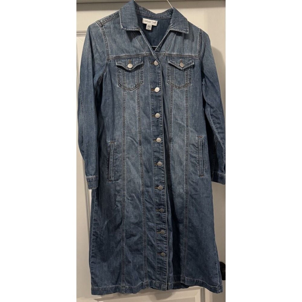 Coldwater Creek Modest Blue Denim Shirt Dress Long Sleeve Pockets Size Small