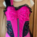 THE LINE UP ROMANTIC PINK BLACK FIGURE SKATING DANCE DRESS COSTUME ADULT LARGE