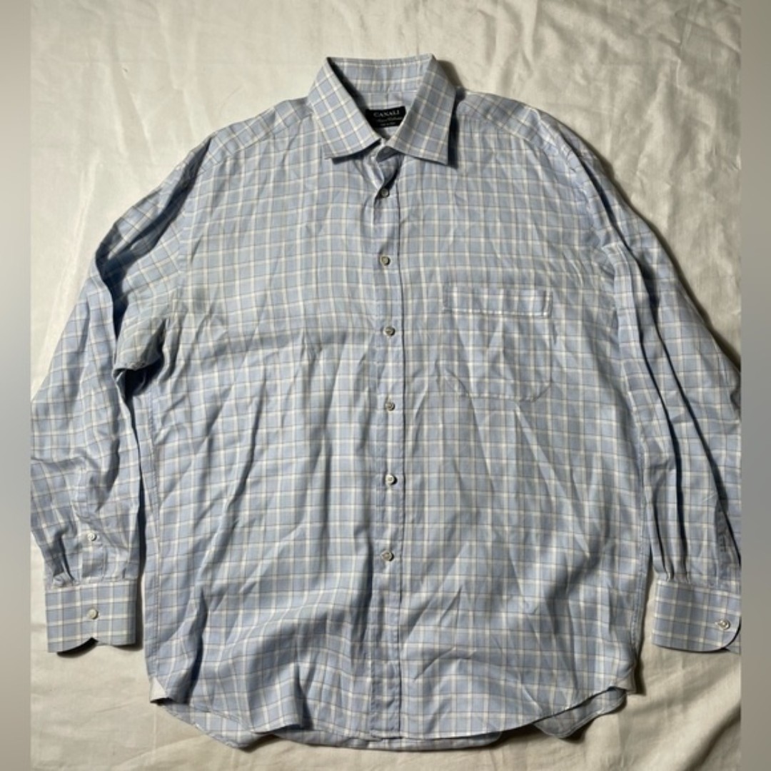 Canali exclusive collection made in Italy button down shirt mens 17.5 / 44