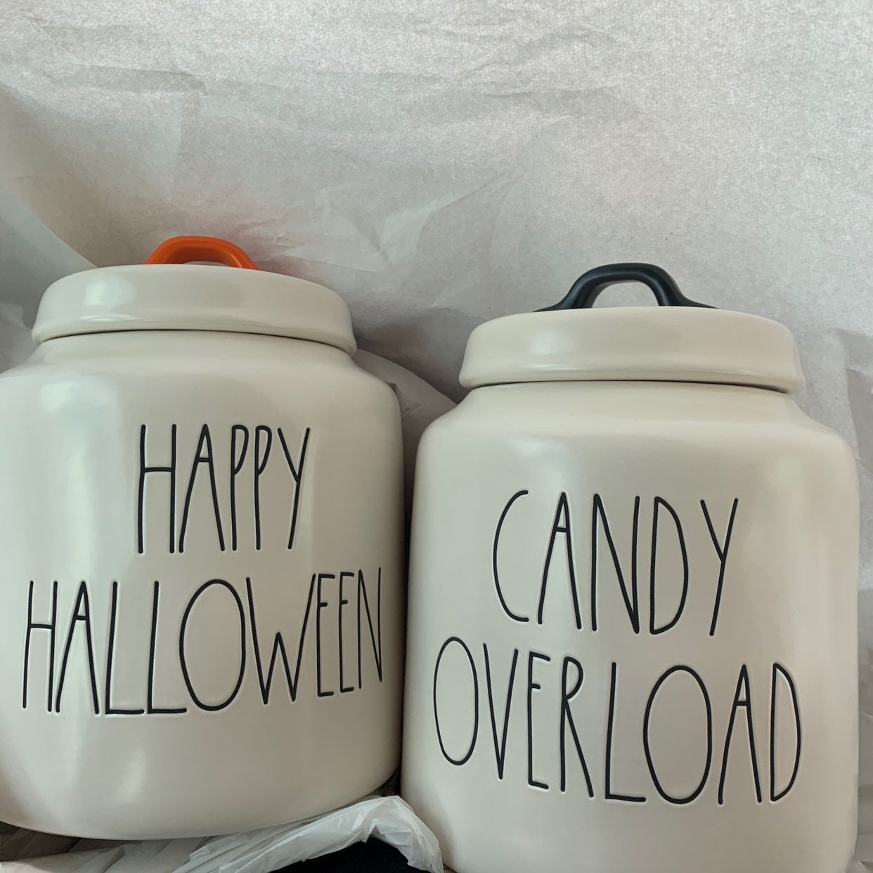 Rae Dunn happy halloween candy overload