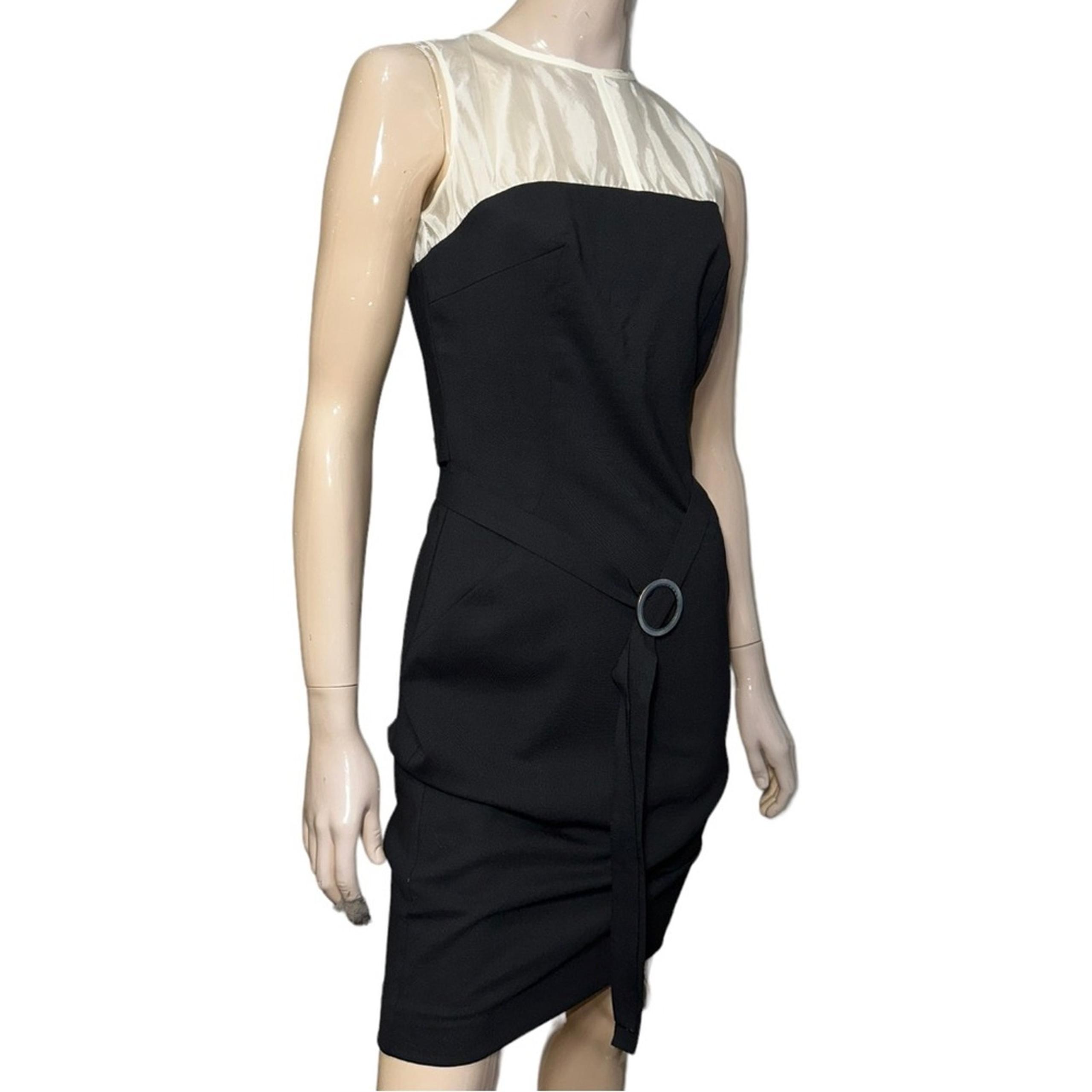 Just Cavalli Women’s Size 44 L Black Wool Gabardine Belted Midi Dress