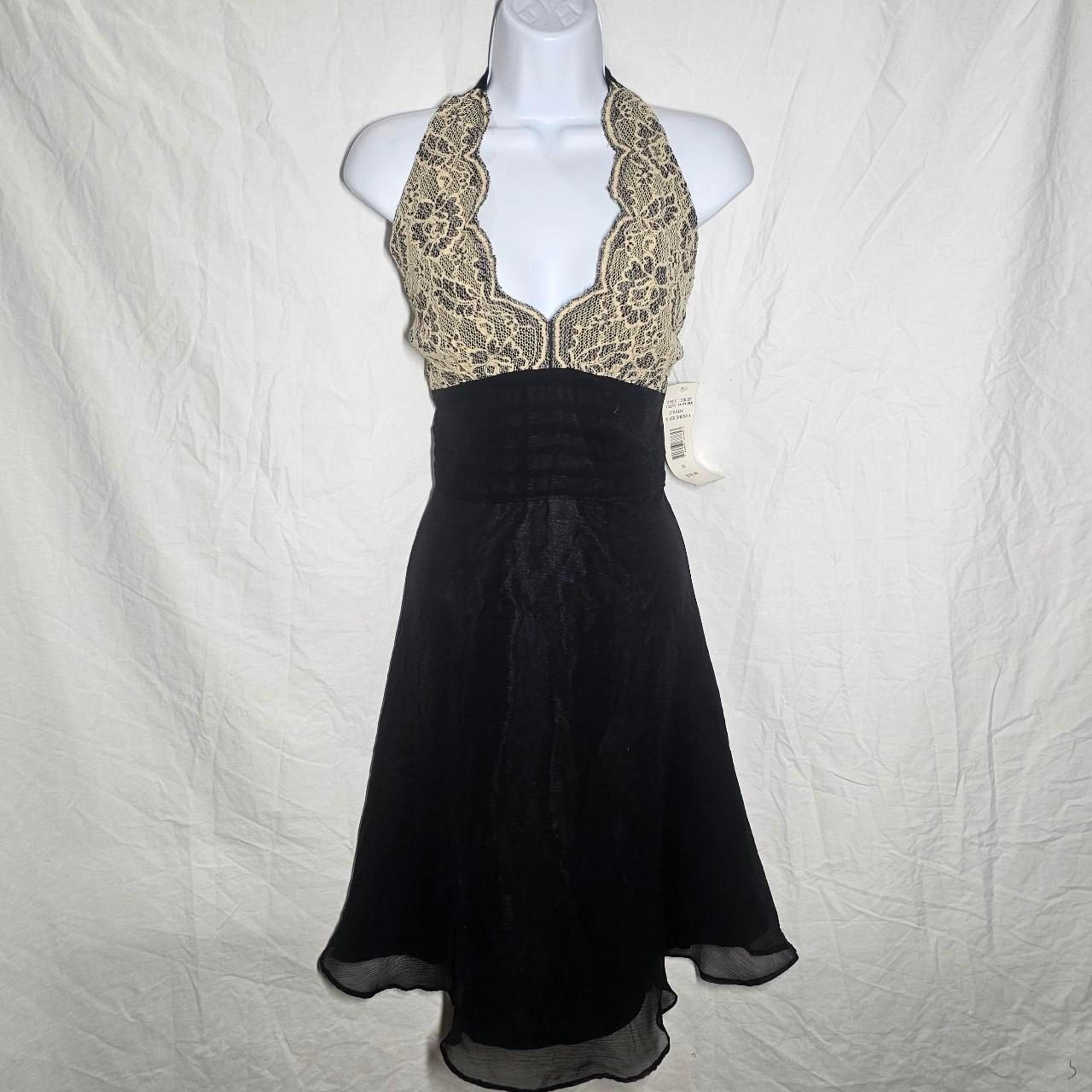 Vintage y2k 90s deadstock silk whimsical lace halter dress