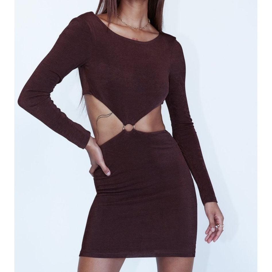 NWT Princess Polly brown Henley mini dress size 12