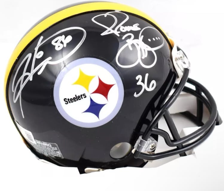 Jerome Bettis Hines Ward Signed Pittsburgh Steelers Mini Helmet- Beckett W Holo