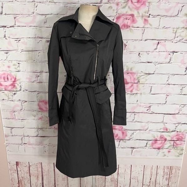 Cole Haan collection gray belted trench coat size 6