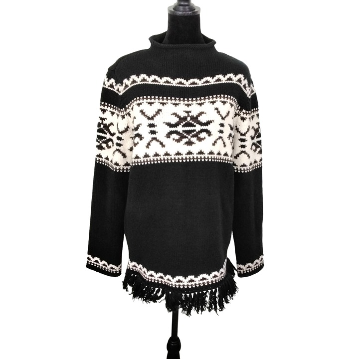 Jones New York Womens Vintage Sport Fringe Nordic Style Sweater Size Large
