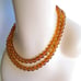Amber Glass Bead Necklace - Choker Length - Double Strand with Brass Clasp