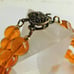 Amber Glass Bead Necklace - Choker Length - Double Strand with Brass Clasp