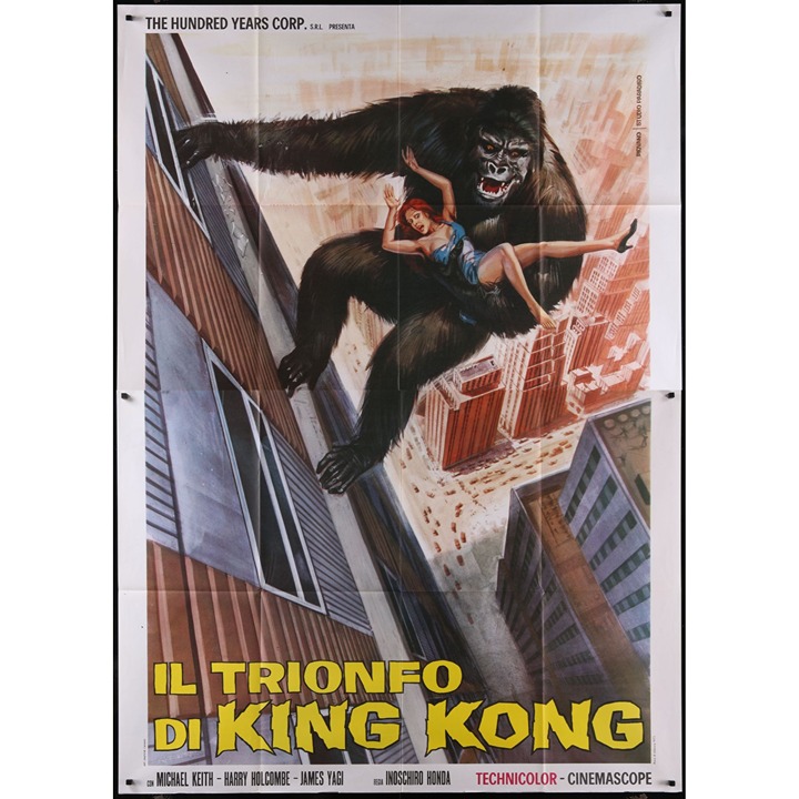 King Kong VS. Godzilla (1973) Original Italian Folded Two-Panel Poster 55x78
