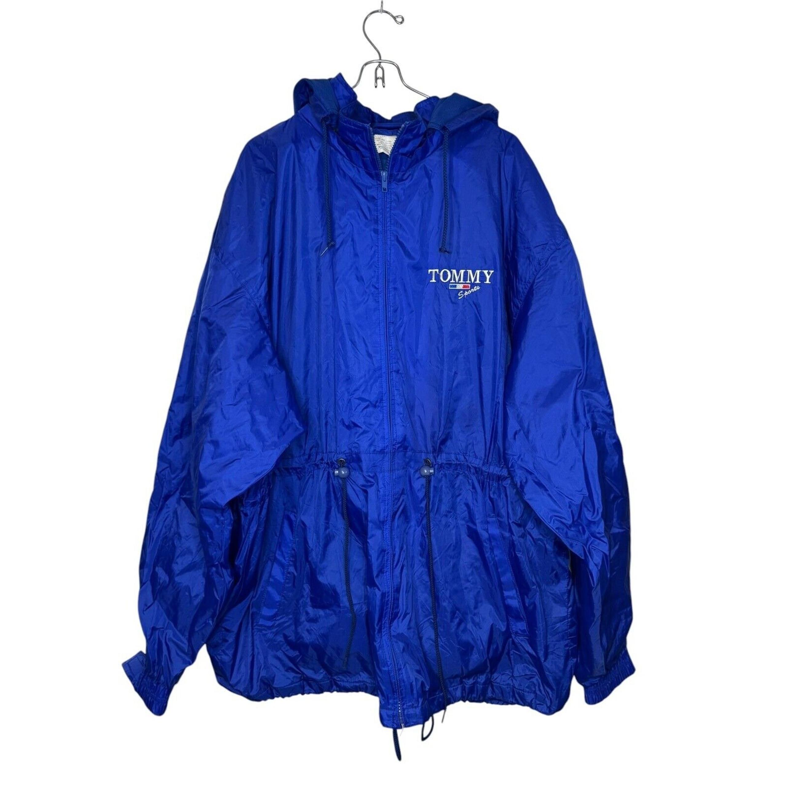 Tommy Hilfiger Sports Mens Jacket Pants Vintage Waterproof Tracksuit Set Blue XL