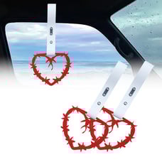 NEW 2PCS BARBED WIRE RED JDM TSURIKAWA RING WHITE Handle Strap Drift Charm