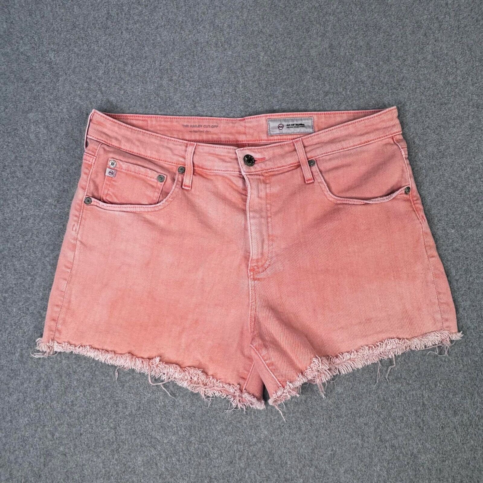 AG ADRIANO GOLDSCHMIED Sz 31R The Hailey Cut-Off Ex-Boyfriend Jean Shorts Coral