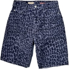 Anthropologie Pilcro Corduroy Bermuda Blue Leopard Print Long Shorts Size 26