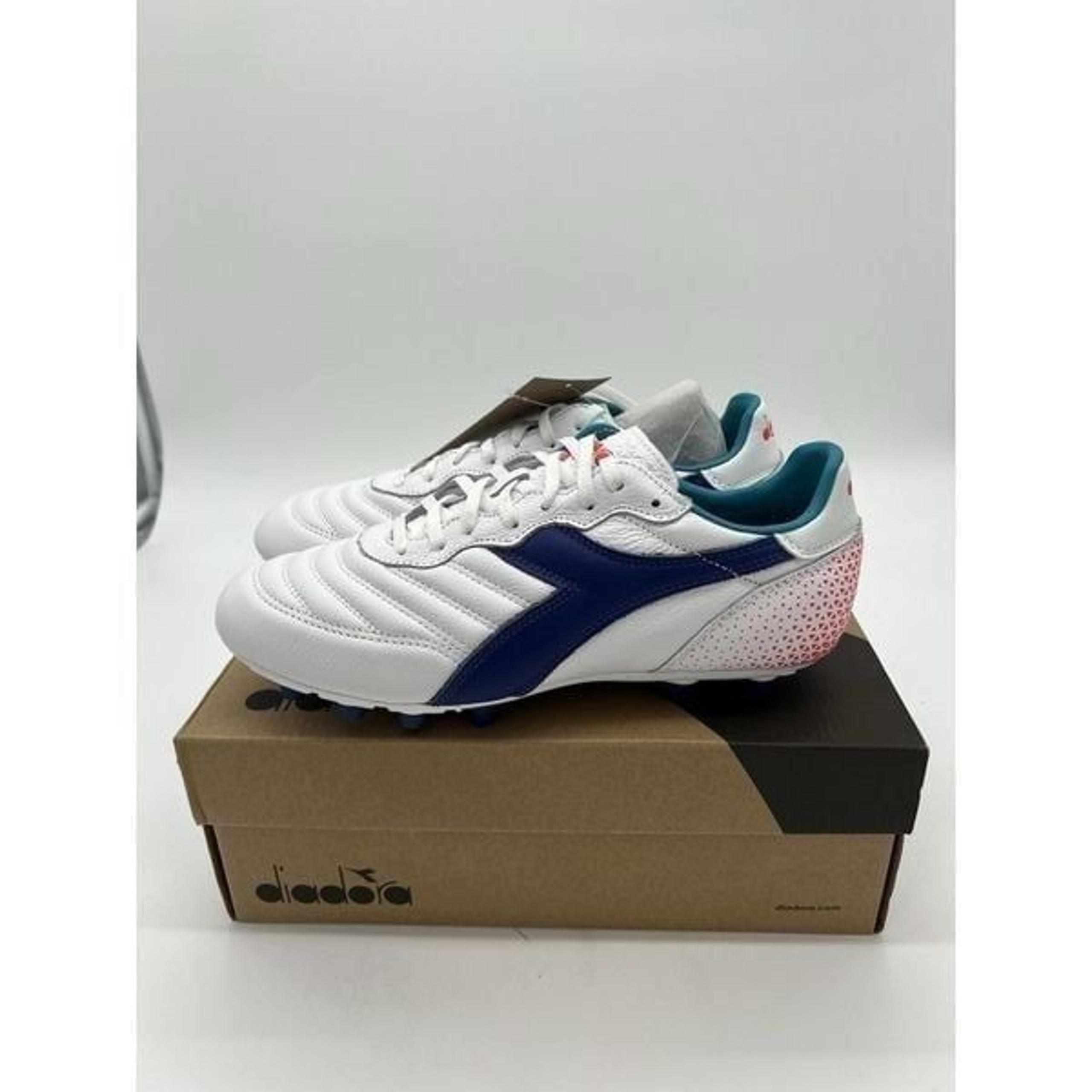 Diadora Brasil GR LT+ MDPU White Navy Red Soccer Cleats Men's Size 8.5 C2433