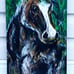 Artwork sintétic and wood/ green horse