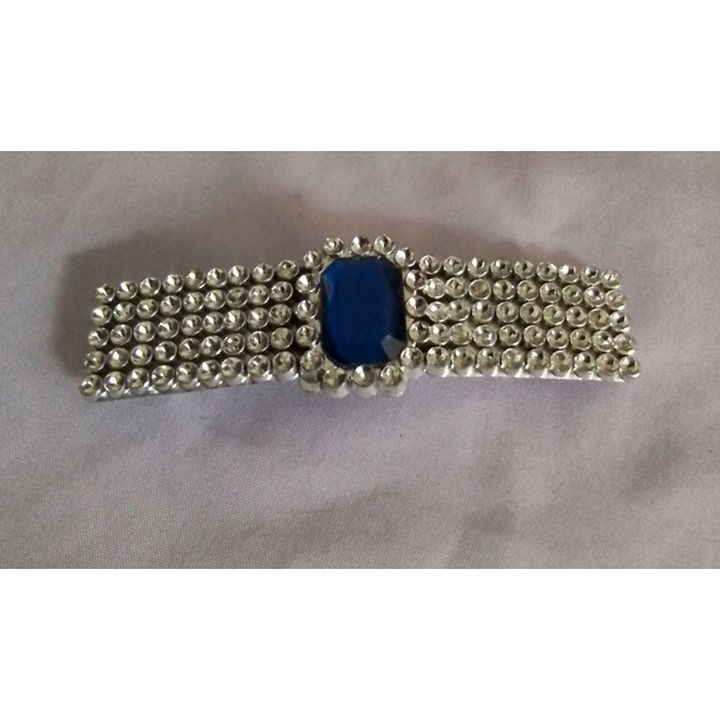 Vintage Rhinestone & Blue Gem Hair Clip
