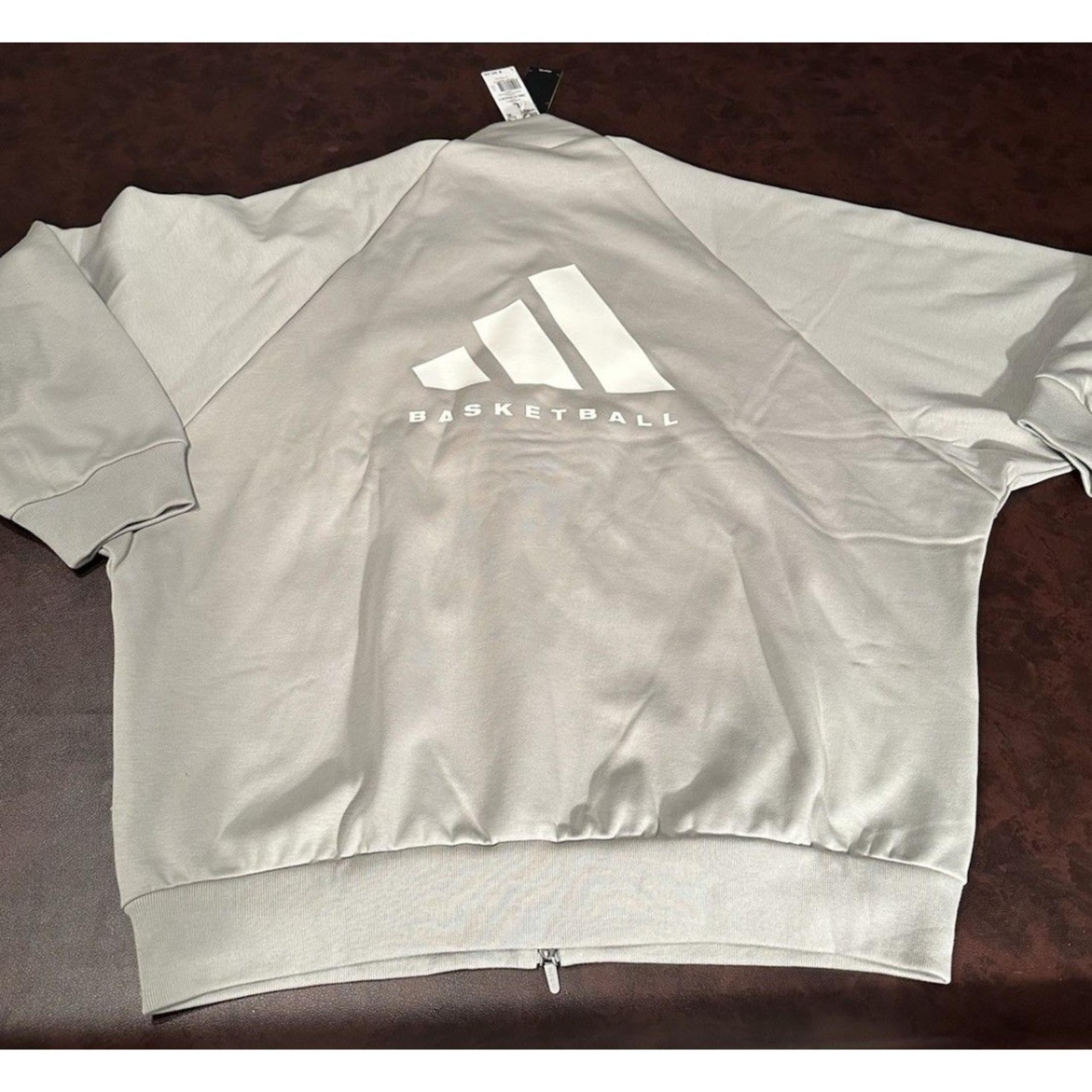 Adidas Basketball Zip Jacket Large New Metal Gray B1073 Men's