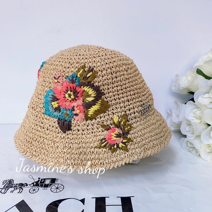 NWT Coach Hawaiian Floral Crochet Bucket Hat Ck691 size S