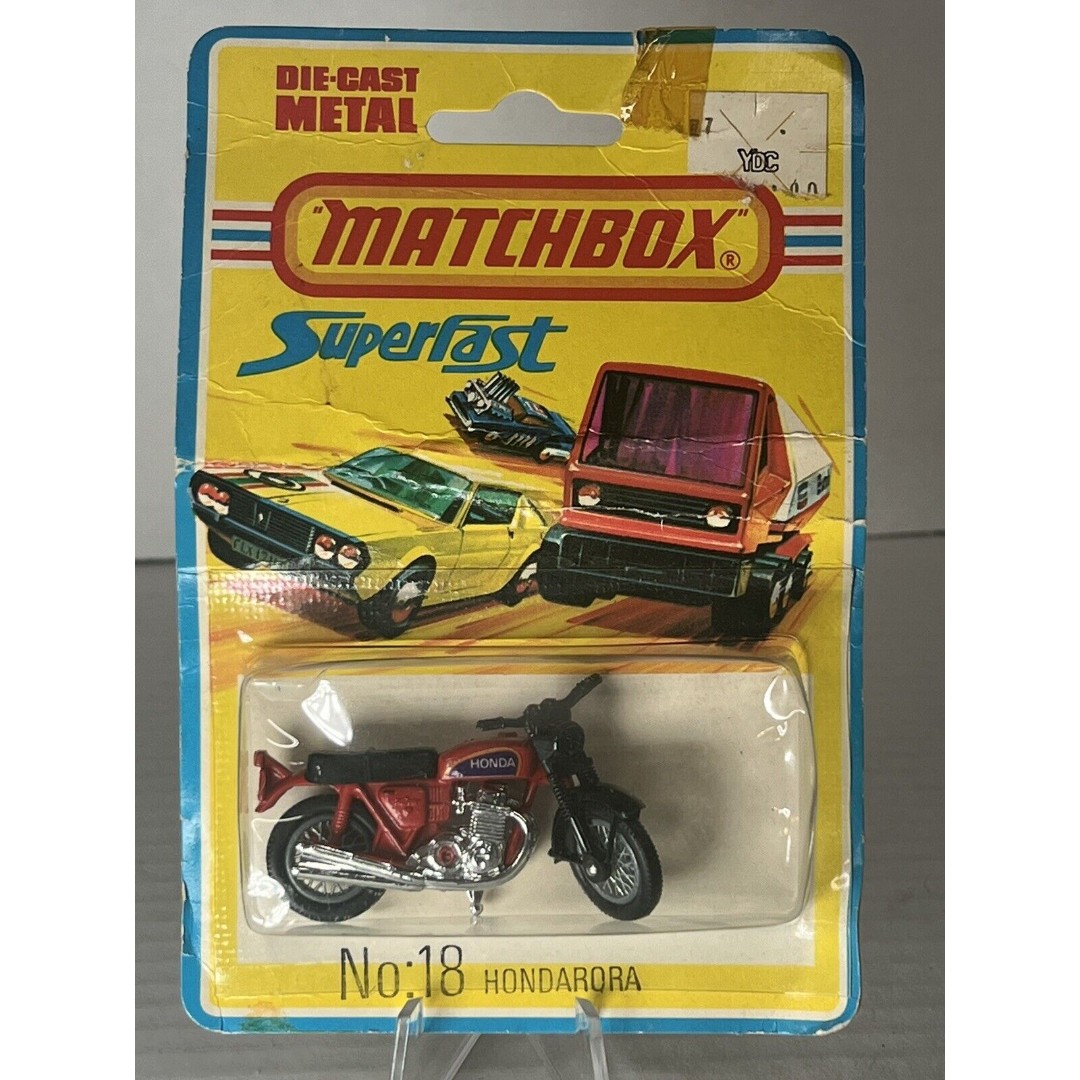 Vintage 1975 Matchbox SUPERFAST #18 Hondarora Honda Motorcycle Diecast Orange