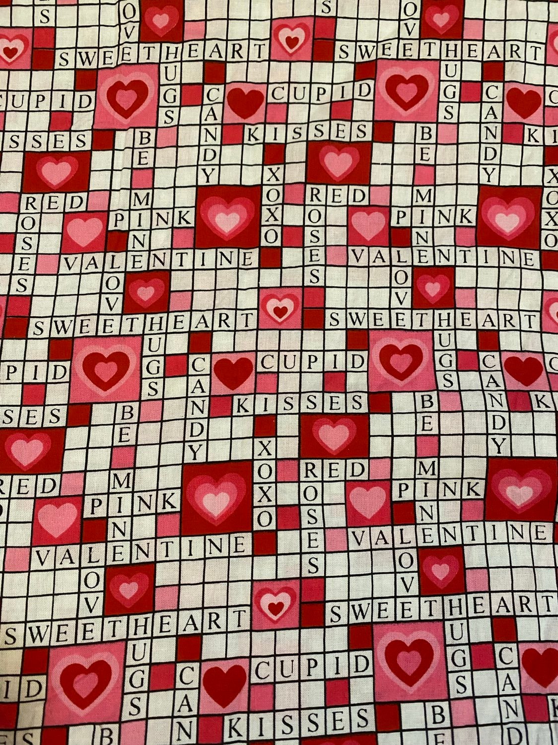 #41 Valentines Crossword Puzzle Fabric