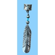 Vintage Southwestern Sterling Silver Turquoise feather dangle Ear Cuff