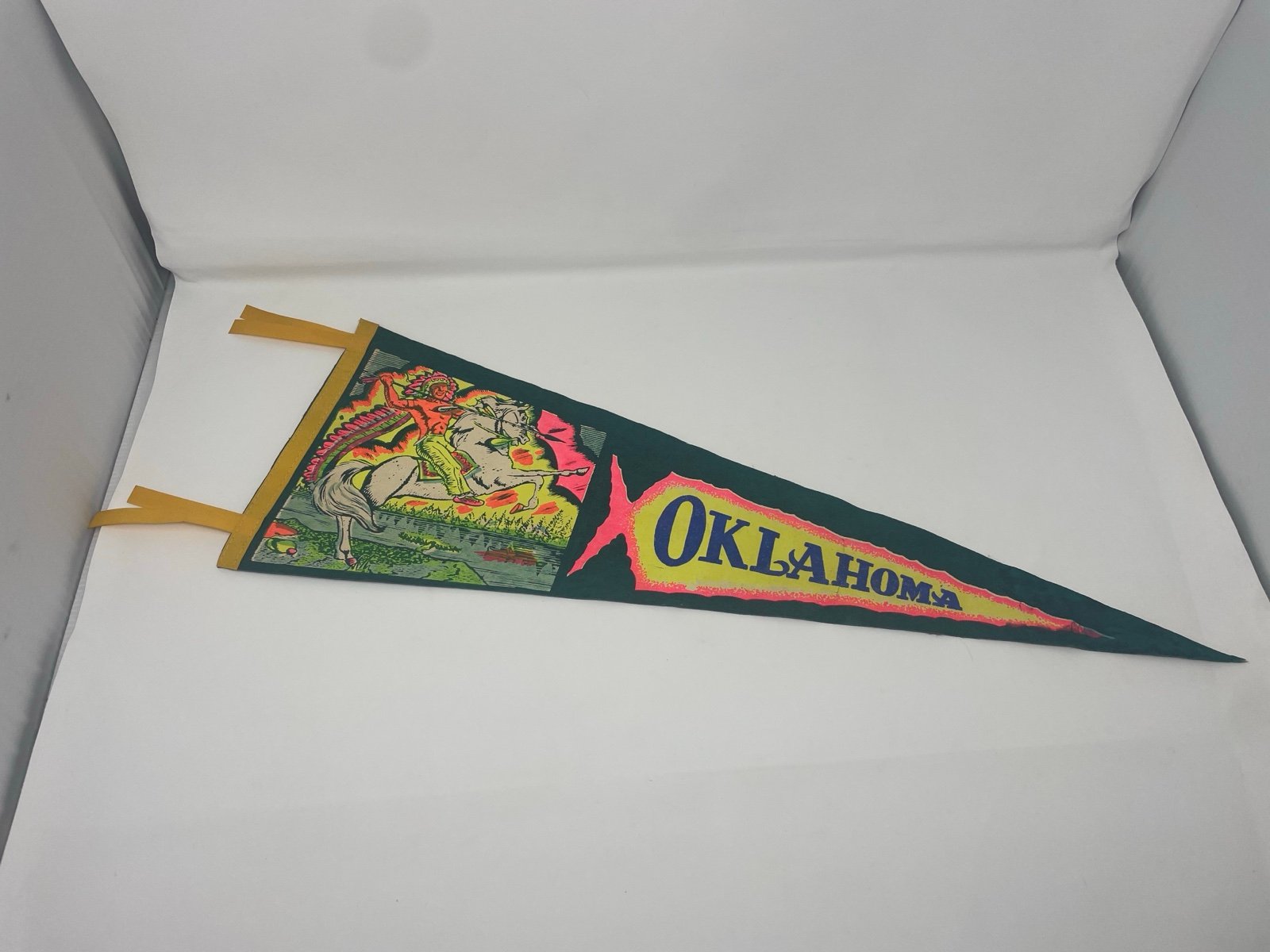 Oklahoma Felt Pennant Indian Native American Riding Horse Full Size - Colorful