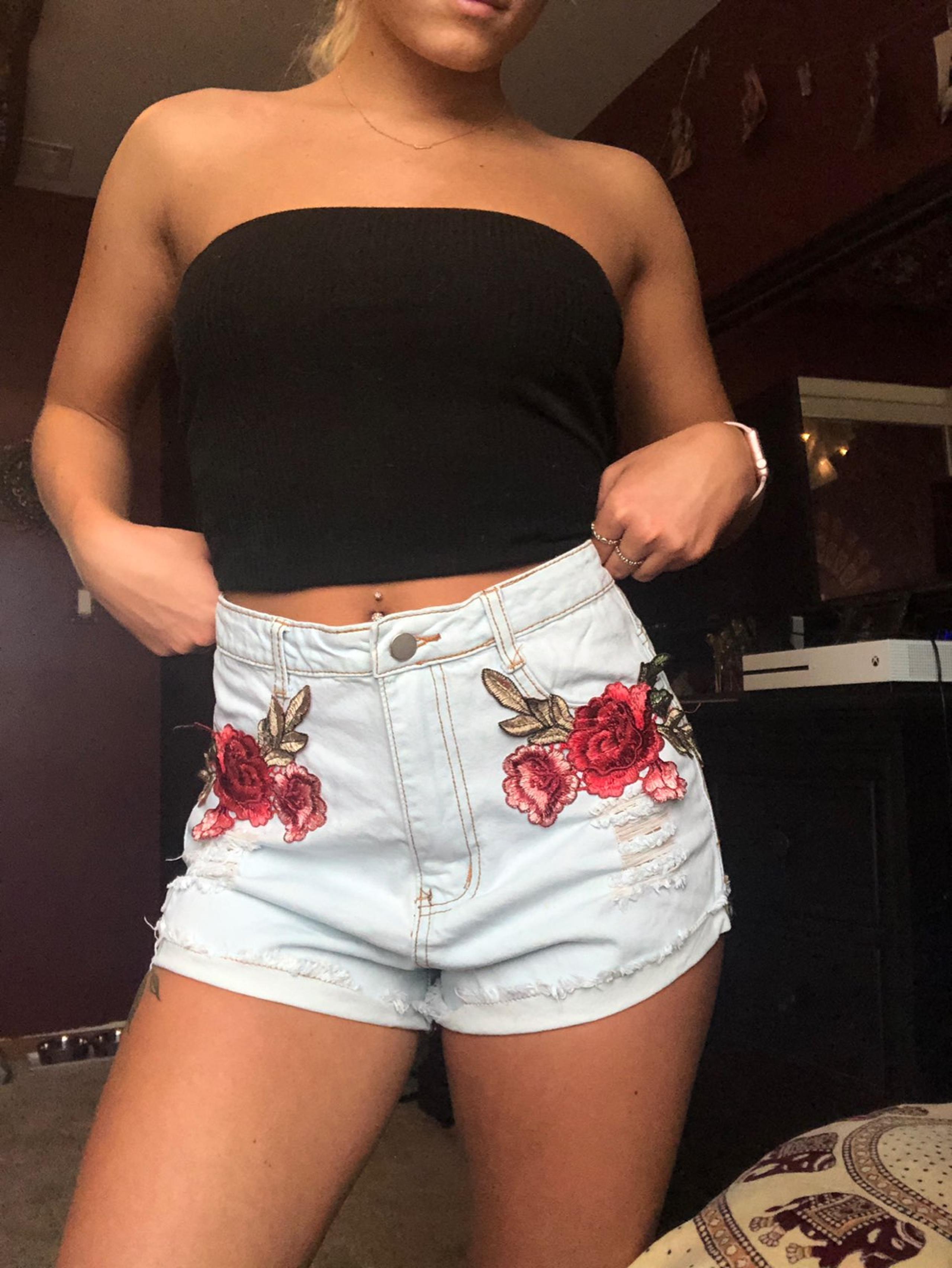 windsor floral denim shorts