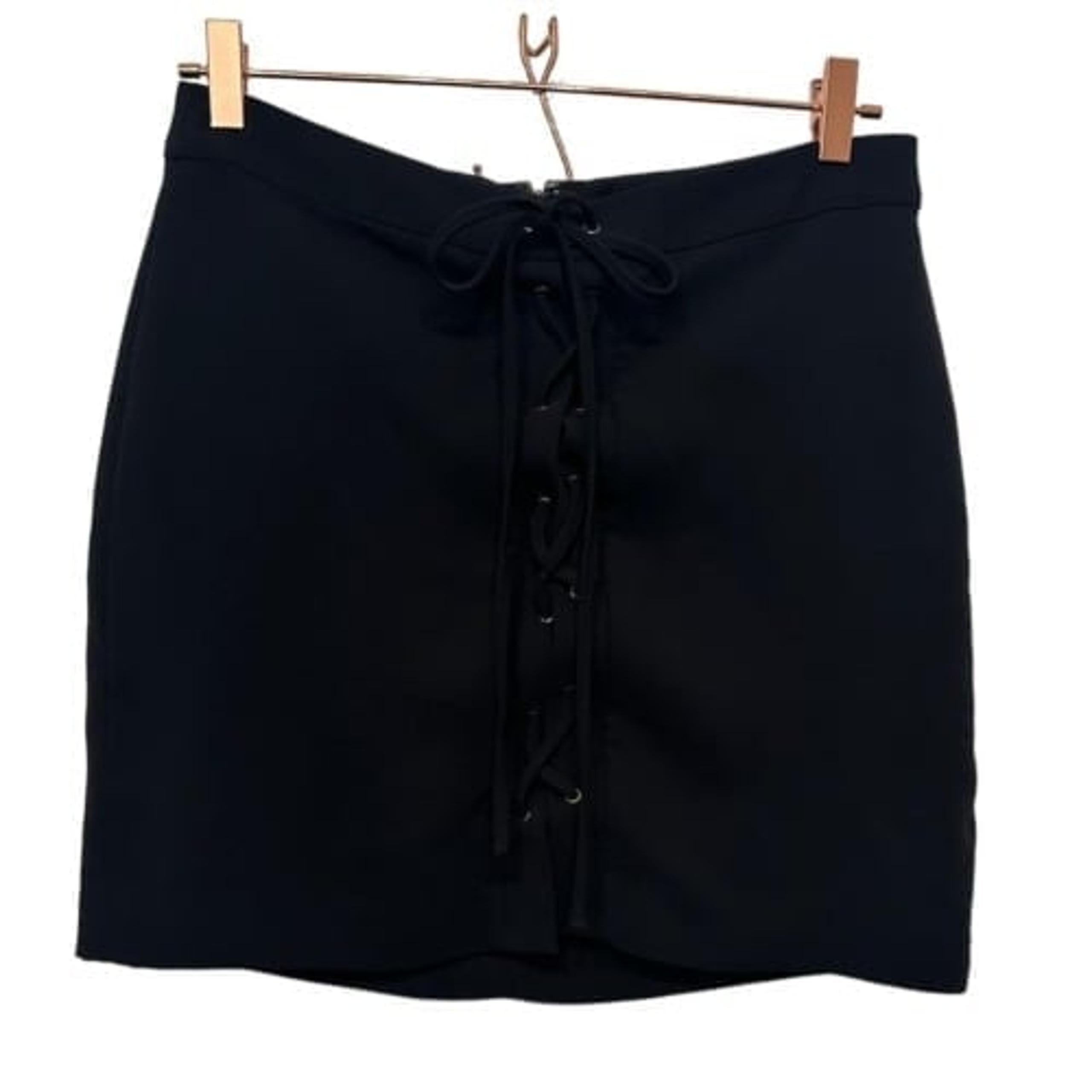 Madewell Women's Lace-Up Front Back-Zip Mini Skirt Size 8 Black Casual