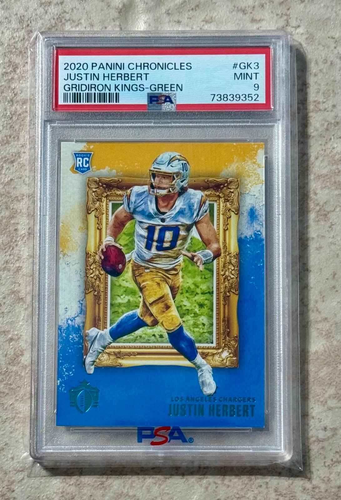 2020 Justin Herbert Gridiron Kings RC Green PSA 9 Mint San Diego Chargers