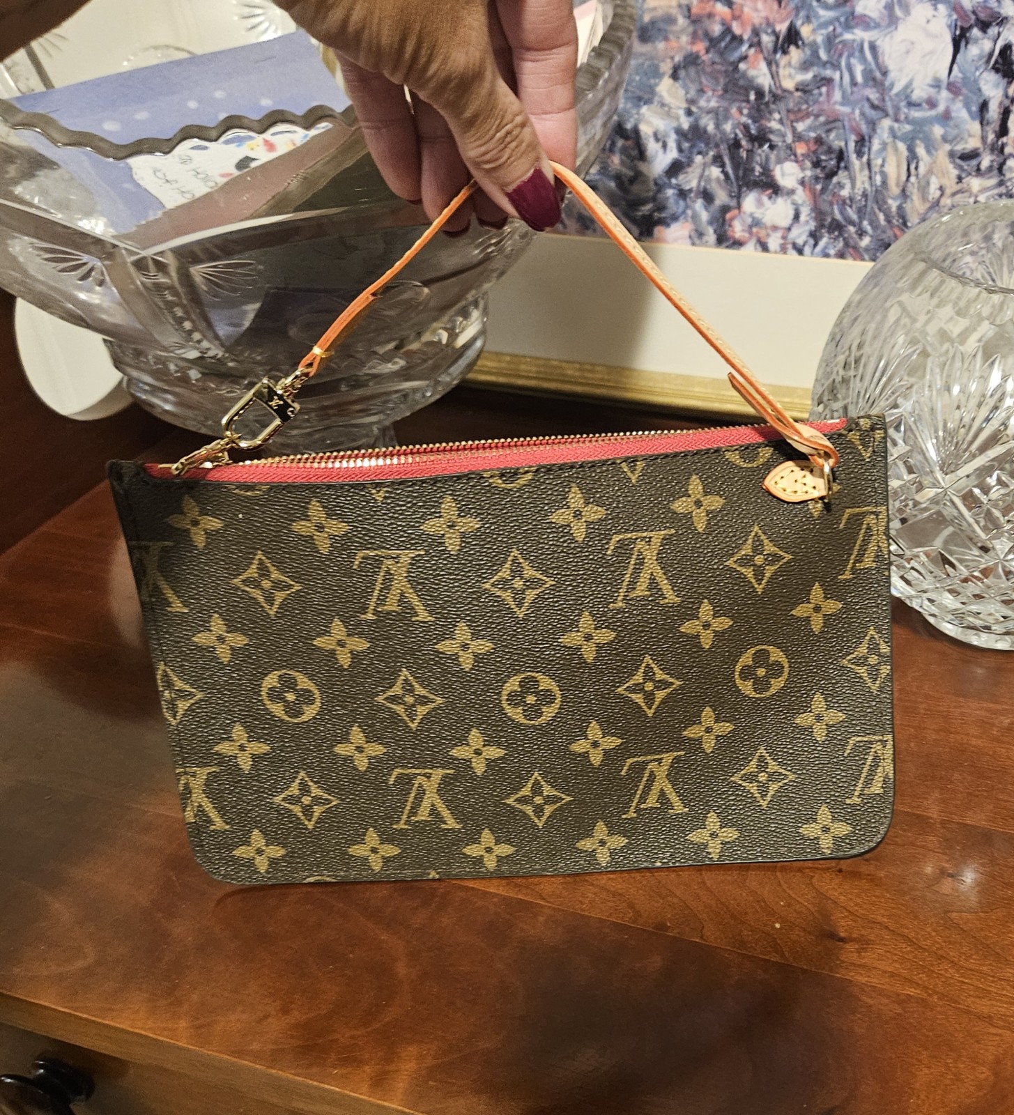 Brown Leather Wristlet