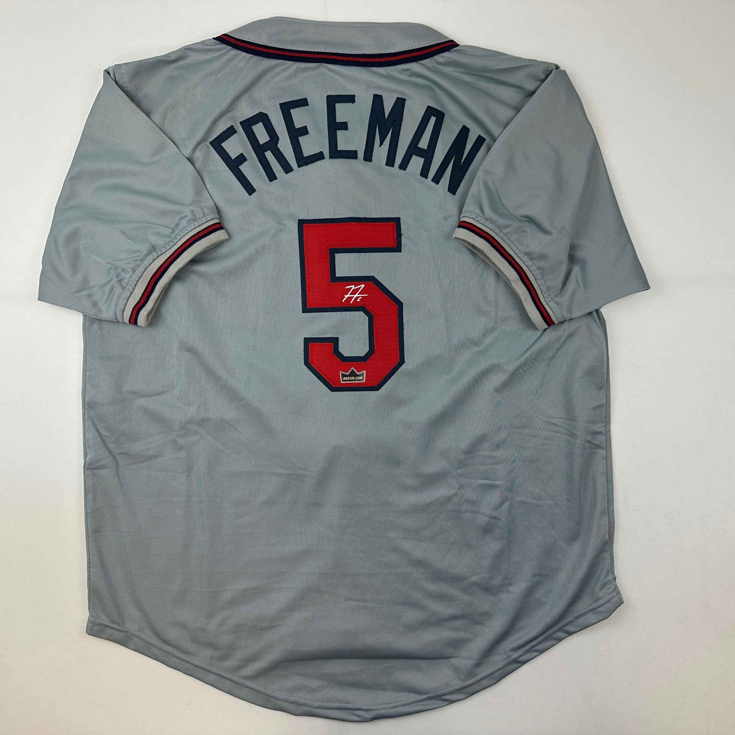 Facsimile Autographed Freddie Freeman Atlanta Grey Auto Jersey Size Men's XL
