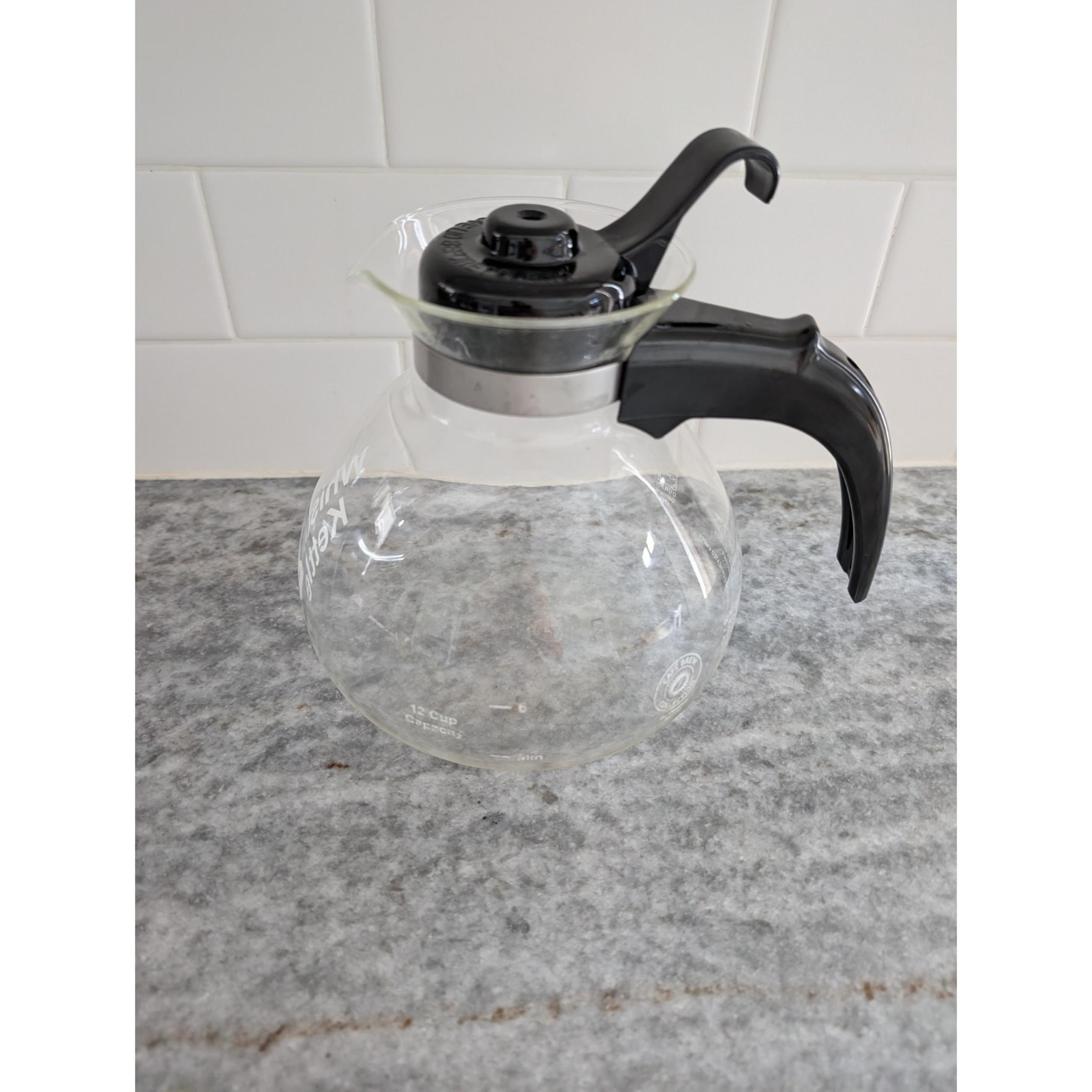 Whistling Kettle 12 Cup Medelco Glass Stovetop Tea Coffee Pot Carafe Decanter