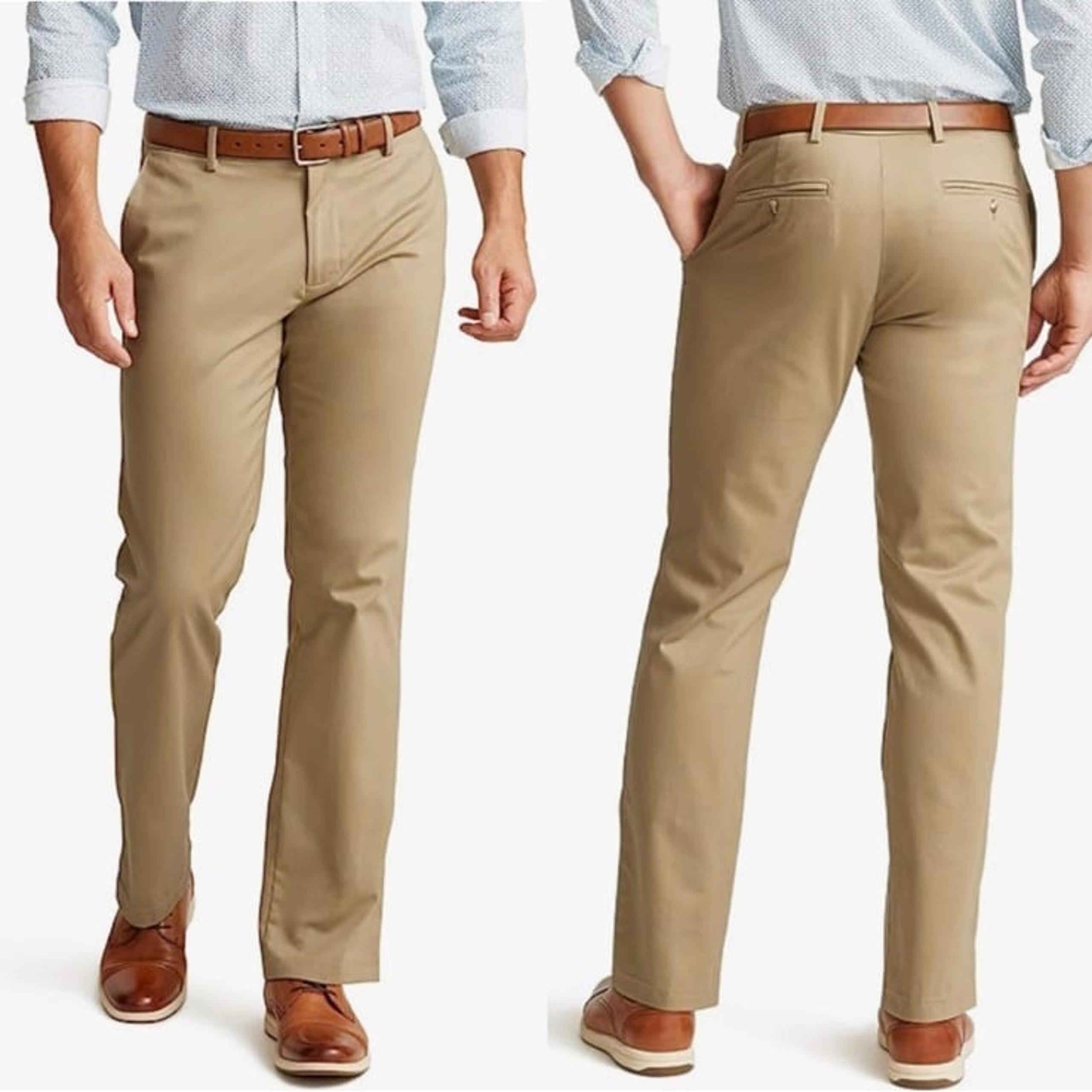 Kirkland Signature men’s khaki stretch cotton flat front dress pants size 38x29