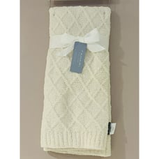 New Tahari Chenille Baby Blanket Ivory Diamond Geometrical Print Soft Plush New