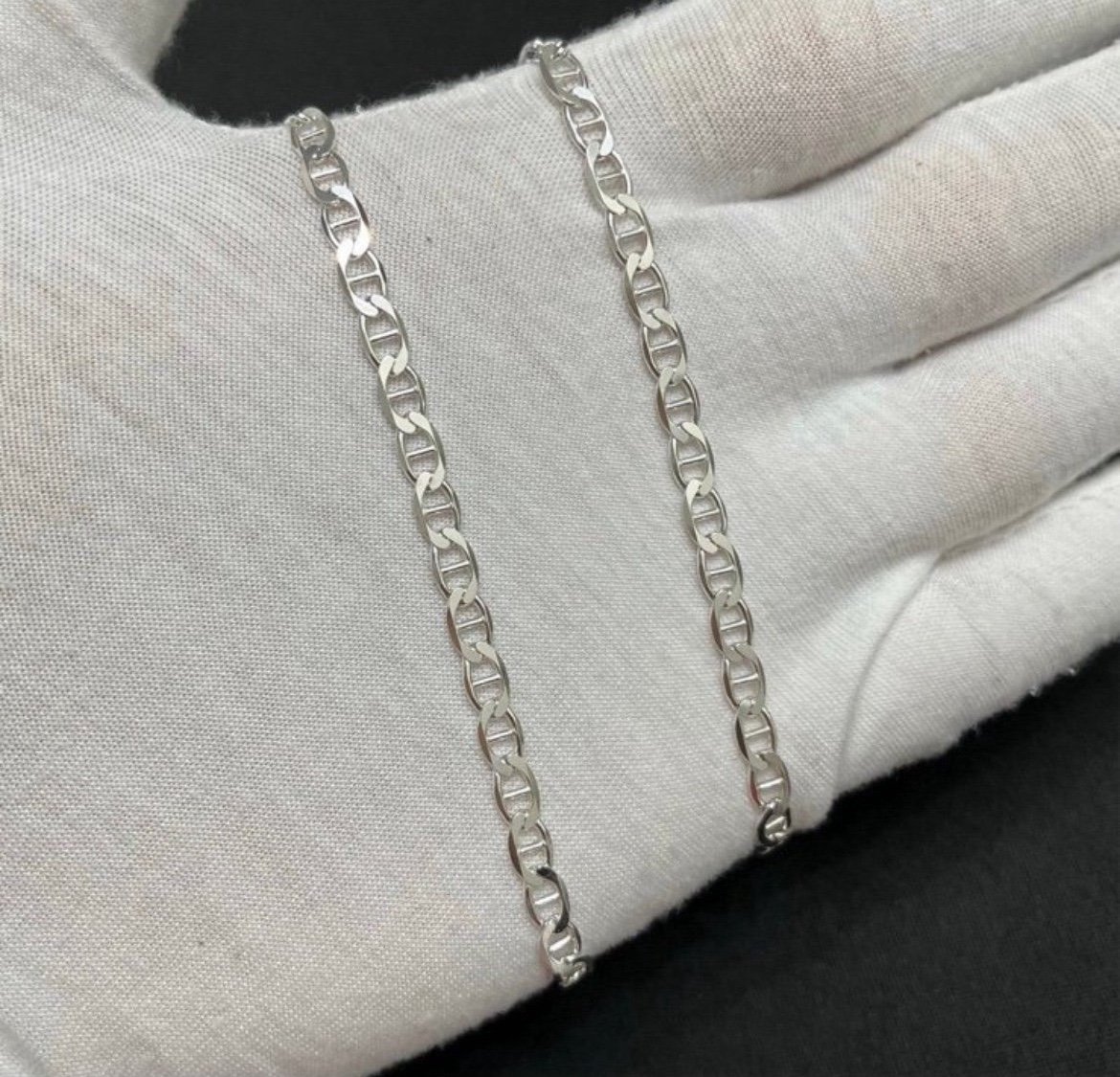 Solid Sterling Silver 4mm 24” Mariner Chain