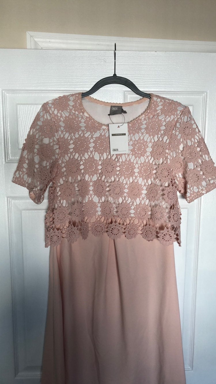 ASOS Maternity Blush Pink Lace Dress