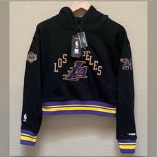 Los Angeles Lakers Pro Standard Black 23/24 City Edition Cropped Hoodie Size 2XL
