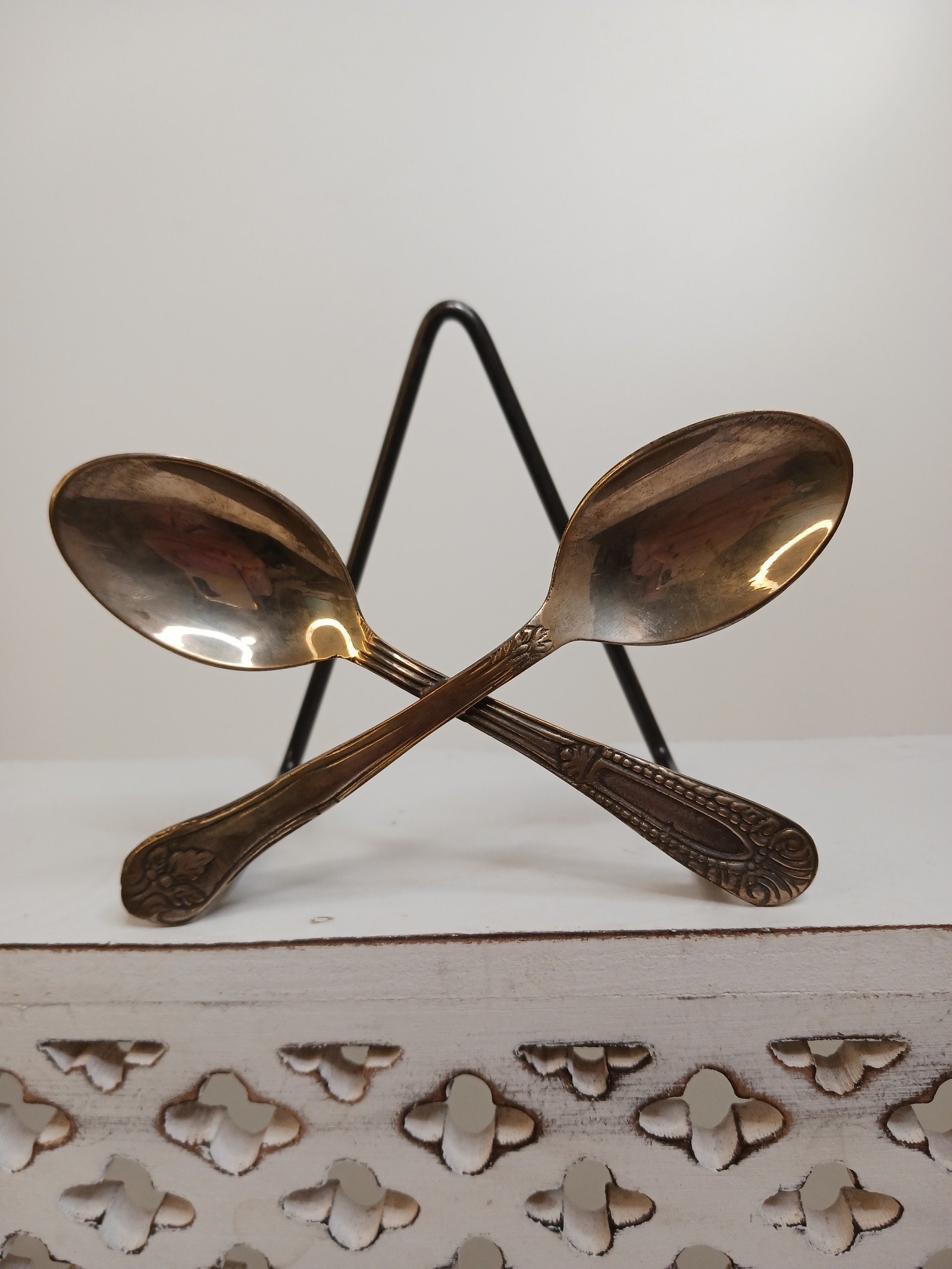 Anthropology spoon design holds plate napkins letters tarnished rustic country d