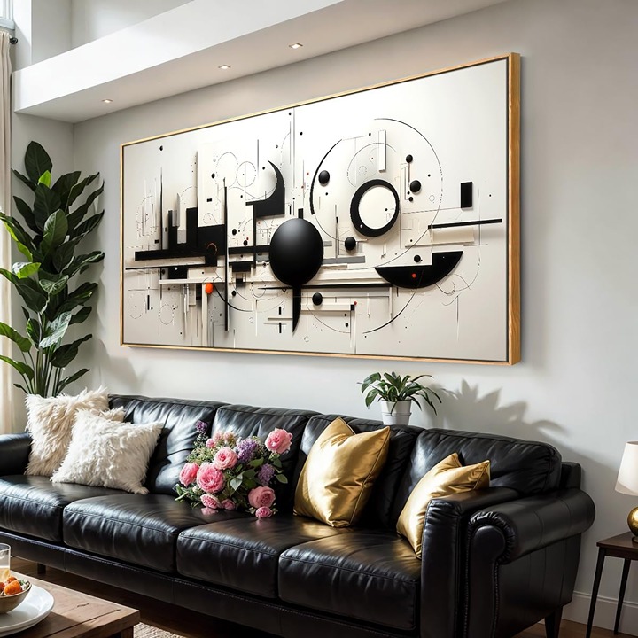 abstract Wall Art Black And White Modern Artwork Geometric Line Art Canvas Pain