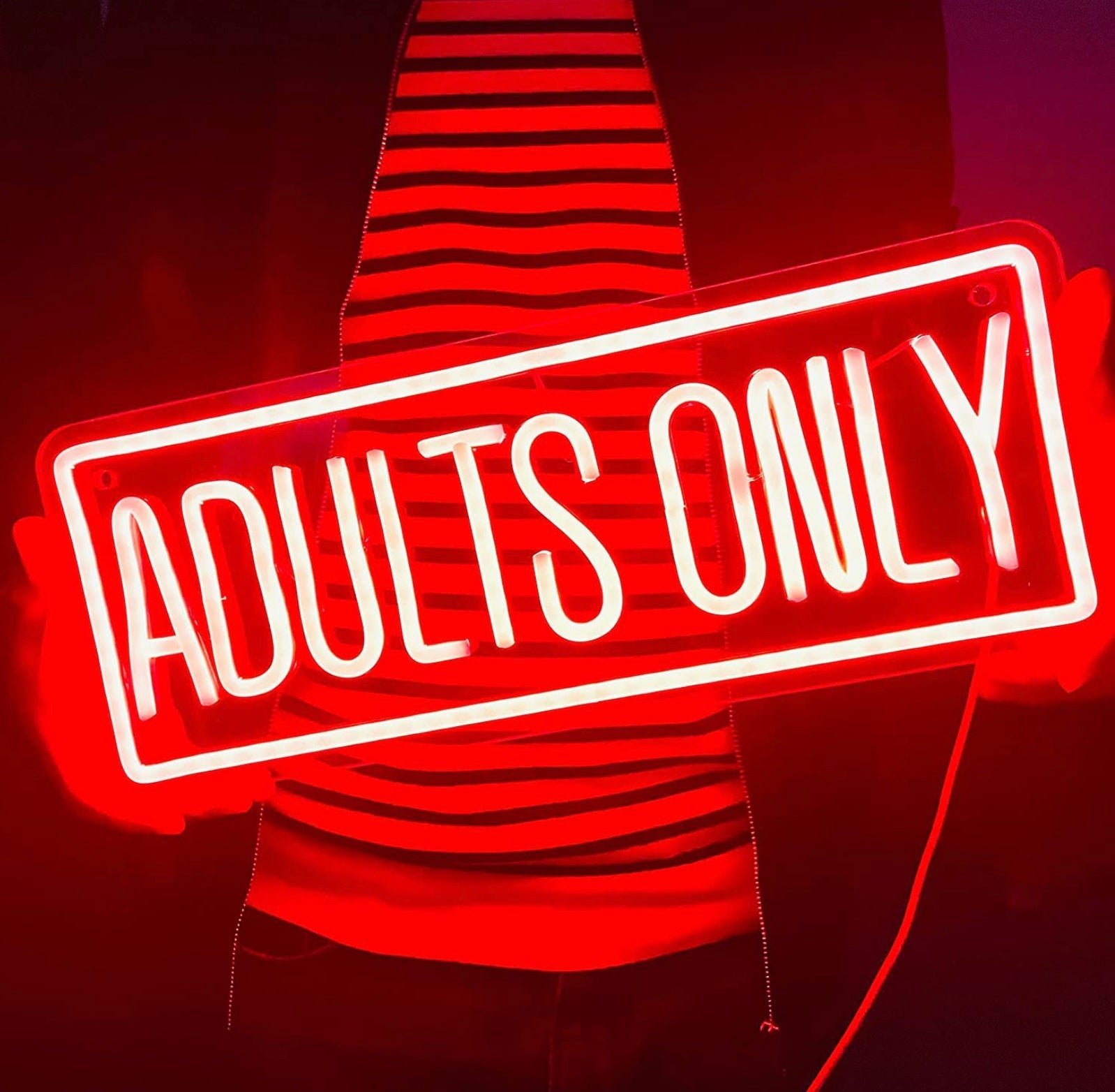 Bright Red Adults Only LED Night Light Sign Room Wall Decoration