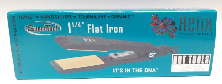 Hot Tools Helix 1 1/4 Flat Iron Supertool Ceramic Tourmaline Ionic Nanosilver