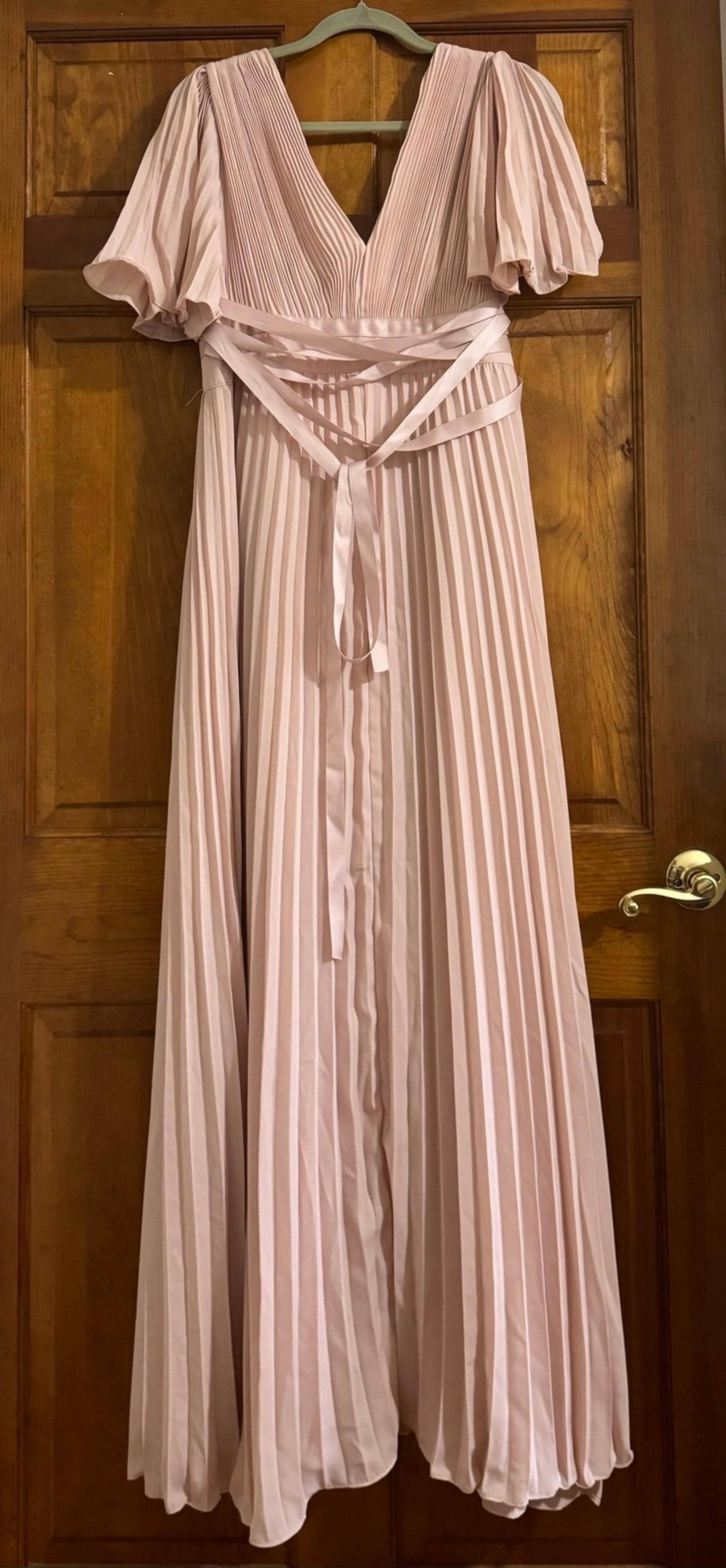 ASOS DESIGN Maternity Bridesmaid pleated flutter sleeve maxi dress in mocha, 10